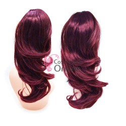 Extensie de par coada ondulata cu cleste 35 cm Cod SS35-HT118s Visiniu 